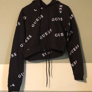 Guess Crop Top Hoodie Sweater